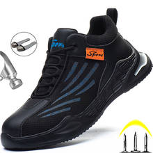 Sapatos de segurança do trabalho masculino, botas leves e refletoras para o trabalho, tênis indestrutível de aço para homens 2024 - compre barato