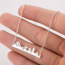 Hfarich Stainless Steel London Bridge Cityscape Choker Chain Necklace Women Fashion Christmas Jewelry Gift 2024 - buy cheap