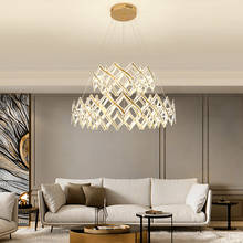 Luminária pendente estilo pós-moderno, em aço inoxidável, dourada e prateada, flexível, para decoração