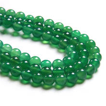 Ágatas lisas Verdes Naturales redondas, 4, 6, 8, 10 y 12 MM, de gemas cuentas espacisueltas sueltas, DIY para fabricación de pulsera hecha a mano 2024 - compra barato