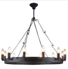 American country vintage wrought iron chandelier classical industrial lamp round candle chandelier creative restaurant lamp 2024 - buy cheap