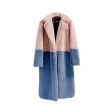 2021 Winter Faux Rabbit Fur Coat Women Overcoat Thick Warm Long Coats Turn Down Collar Fashion Oversized Jacket Female CX1407 2024 - buy cheap