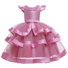 Vestido de princesa para meninas, presente acessórios de cabelo vestido de princesa europa bebê frisado vestido de natal vestido de criança em camadas tutu vestido de casamento 2024 - compre barato