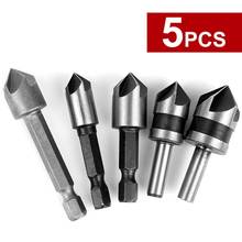 5pcs Flute Chamfering Countersink Drill Bit 1/4" Hex/Round Shank Metal Working Chamfer 82 Degree Chamfering Cutter Woodworking 2024 - buy cheap