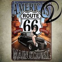 Metal America's Route 66 Mother Road Main Street Vintage Sign Tin Painting Metal Framed Wall Art Garage Shabby Plaque Sign 2024 - buy cheap