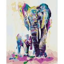 Набор для рисования по номерам на холсте «Слон и ребенок» 2024 - купить недорого