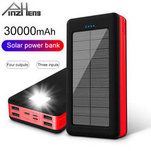 PINZHENG-Banco de energía Solar de 30000mAh para Xiaomi Mi Lighting tipo C, Batería Externa de carga portátil, 4 USB 2024 - compra barato