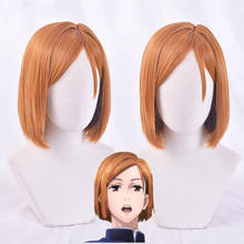 Kugisaki-Peluca de cabello sintético para Cosplay, pelo corto marrón naranja, Anime Fushiguro Megumi, 50cm 2024 - compra barato