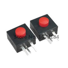 Botões de pressão vermelhos 50 peças 213wd interruptores 12*12mm lateral 3 pinos 2 em 1 de luz de flash automática de bloqueio 2024 - compre barato