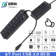 USB Hub 3.0 4 7 Port High Speed Multi Splitter Power Adapter Switch LED Indicator For MacBook Laptop Pc Computer Accessories 2024 - buy cheap
