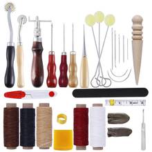 Kit de herramientas de artesanía de cuero profesional, accesorios para costura a mano, punzón, tallado, sillín de trabajo, 31 Uds. 2024 - compra barato