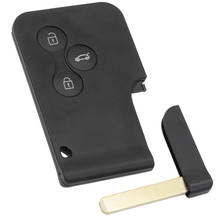 Whatskey capa de chave inteligente com 3 botões, capa preta com chave pequena para renault clio logan oleos megane 2 3 scenic card 2024 - compre barato