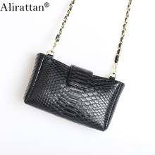 Alirattan-bandolera con cadena de serpiente para mujer, bolso de hombro de piel de Pitón, de viaje, 2021 2024 - compra barato