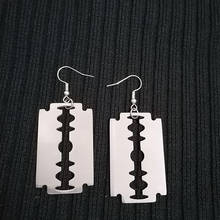 harajuku Gothic silver color Razor Blade Earrings Punk Kitsch Handmade  egirl aesthetic stainless emo accessories Jewellery 2024 - buy cheap