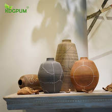 Vaso de cerâmica moderna feita à mão wabiji, vaso abstrato pintado à mão linha de cerâmica flor estilo nórdico decoração de casa 2024 - compre barato