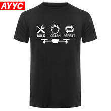 AYYC Drone Quadcopter Fpv Build Crash Repeat Men'S T Shirt O Neck Tees Shirts for Men T Shirt Cotton Casual Top Tee clothing 2024 - buy cheap