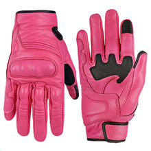 Guantes de Moto de cuero para mujer, manoplas de dedo completo para Moto, Motocross, carreras, motociclista, pantalla táctil, color rosa 2024 - compra barato