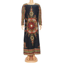 2020 New Design Black Dashiki Print Cotton Puff Sleeve Women Dresses Spring Vintage African Long Dresses 2024 - buy cheap