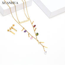 XUANHUA Stainless Steel Jewelry Sets Zircon Necklace Earrings Set Of Earrings For Women Fashion Jewelry Women Accessories 2024 - buy cheap