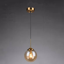 Lámpara de araña de bola de cristal de un solo cabezal, luz creativa de estilo Retro para porche, pasillo y bar, lámparas Nórdicas 2024 - compra barato