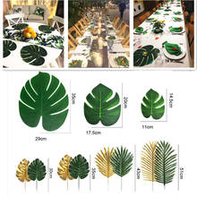 Искусственные растения Monstera, тропические листья пальмы Гавайи луу, Свадебный декор для стола, украшение для дома, аксессуары для сада, сделай сам 2024 - купить недорого