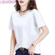 2020 New Summer Women Short Sleeve Cotton T-shirt Korean Solid Color Student T-shirt Casual Women Tops 2024 - buy cheap