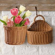 Storage Basket Hand-woven Baskets with Handle for Kitchen Living Room Woven Hanging Basket Sundries Fruit Organizer Home Decor 2024 - buy cheap