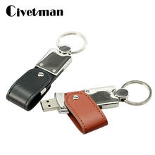 Leather USB Flash Drive 8GB Pendrive 16GB Pen Drive 32GB 64GB Business Metal Keychain External Storage 128GB Usb2.0 Memory Stick 2024 - buy cheap