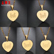 Auxauxme Stainless Steel Family Heart Pendant Necklace Engrave Words Date Chian Necklace For Dad Mon Kids Birthday Gift Jewelry 2024 - buy cheap
