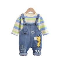 Fashion Spring Autumn Baby Girl Clothes Children Boys Casual T-Shirt Strap Jeans 2Pcs/ses Toddler Cotton Costume Kids Tracksuits 2024 - buy cheap