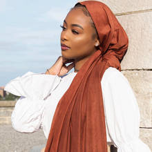 Camurça muçulmano cachecol inverno quente islâmico lenço de veludo envoltório cabeça cachecóis simples camurça hijab feminino turbante gorro foulard femme 2024 - compre barato