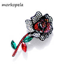 Morkopela Black Rose Crystal Brooch Jewelry Big Flower Rhinestone Brooch Pin Scarf Clip Clothes Accessories 2024 - buy cheap