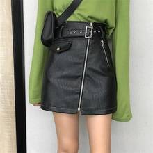 High Waist Pu Leather Skirts Womens Vintage A Line Mini Skirt Autumn Black Skirt Leather 2024 - buy cheap