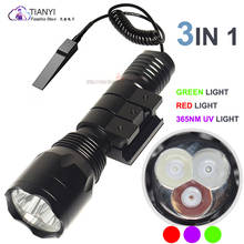 Tri-color light source Purple/red/green LED flashlight Powerful focus remote line control flashlight Tactical rail flashlight 2024 - buy cheap