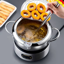 20/24cm 304 aço inoxidável tempura frigideira panela fritadeira com termômetro e escorredor cozinha panelas frito fogão de alimentos 2024 - compre barato