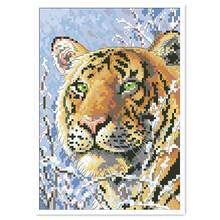 Tiger in snow cross stitch package animal 18ct 14ct 11ct cloth cotton silk thread embroidery DIY handmade needlework 2024 - buy cheap