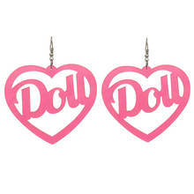 Night Club Long Bling Hot Pink Heart Earrings for Women Shiny Letter Dou Drop Acrylic Big Earring Jewelry Pendientes Grandes 2024 - buy cheap