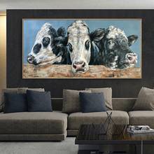 Pintura a óleo abstrata de animais posters e impressões coloridas de lona de vaca pintura decorativa moderna para sala de estar quadros 2024 - compre barato