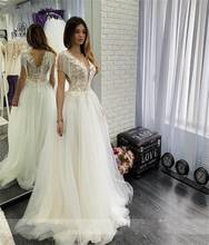 Винтажные Свадебные платья Boho de mariee с v-образным вырезом и кружевной аппликацией на спине, свадебные платья, Vestido De Novia, 2020 2024 - купить недорого