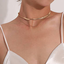 12 шт./лот Двухслойное темпераментное металлическое витое многослойное простое ожерелье для женщин 2024 - купить недорого