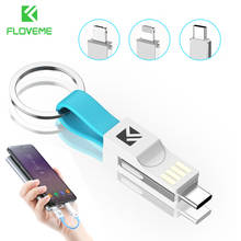 FLOVEME 3 in 1 Mini Keychain USB Cable Micro USB Type C For iPhone iPod Fast Charger Data Sync Charging Cable Cabo Cord Cabel 2024 - buy cheap