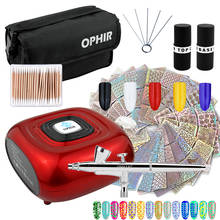 OPHIR Nail Airbrush Kit with Mini Air Compressor 3 Step Nail Gel with Airbrush Set Include Stencil 5 Colors UV Gel OP-NA005R 2024 - buy cheap