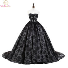 Black Lace Evening Dreses 2020 Stock Strapless Swetheart Ball Gown Court Train Prom Gowns Walk Beside You Formal Party Gowns 2024 - buy cheap