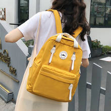 Mochila impermeável de nylon multifuncional, mochila feminina estilo coreano para viagem, amarela, bolsa escolar para garotas adolescentes 2024 - compre barato