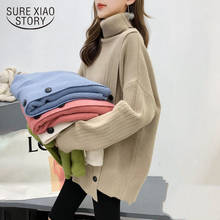 Suéter feminino folgado plus size, pulôver gola alta de inverno 2021, tricô, roupas da moda, 11854 2024 - compre barato