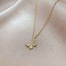 2020 Korea Hot Sale Fashion Jewelry Exquisite Small Copper Inlay Zircon Butterfly Pendant Elegant Female Clavicle Necklace 2024 - купить недорого