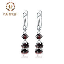 Gem's Ballet Real 925 Sterling Silver Fine Jewelry Natural Black Garnet Gemstone Drop Earrings For Women Three Stones 2024 - buy cheap