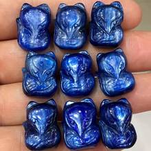 Natural azul kyanite pingente de raposa esculpida 25x17mm mulheres homens cristal sorte presente aniversário colar pingente aaaaa 2024 - compre barato
