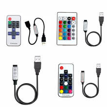 5 12 24 V Volt USB Led Strip Dimmer Remote Controller RGB 5V 12V 24V USB LED Strip Remote Controller 3 11 17 24 Key Wireless 2024 - buy cheap