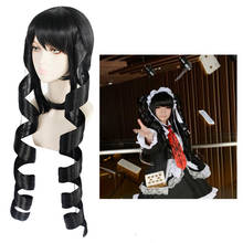 Feminino menina danganronpa celestia ludenberg cosplay peruca espiral preta onda longo cabelo sintético danganronpa cosplay 2024 - compre barato